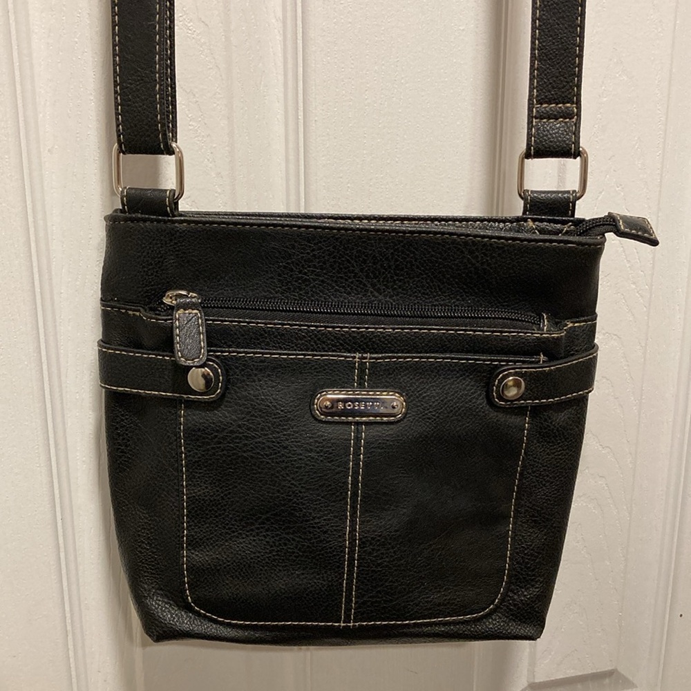 ROSETTI Black Crossbody Bag with Adjustable Attached Strap & Zippered Pockets